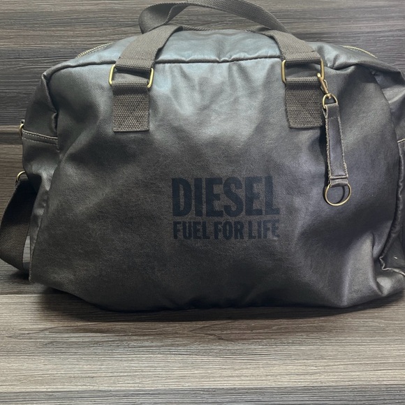 Diesel “Fuel for Life” Duffle Travel Bag Brown Faux Leather Weekender Carry On - Picture 1 of 8